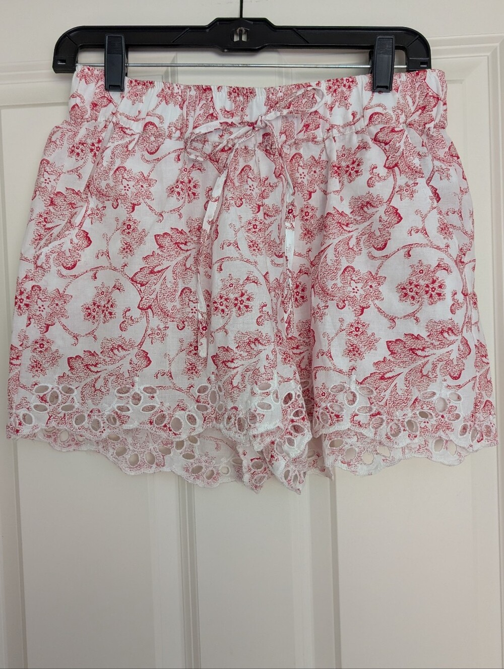 Rachel Ashwell Shabby Chic Floral Eyelet-Trim Cotton Sleep Set - Red, Medium - Picture 3 of 5
